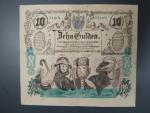 10 Gulden 15.1.1863, dobové kreslené falsum, na R raz 