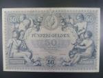 50 Gulden 1.1.1884, mimořádně dobrá kvalita