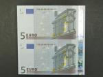 dvoupáska, 5 Euro 2002 s.X, Německo, podpis Willema F. Duisenberga, P010 tiskárna  Giesecke a Devrient, Německo, svislá dvoupáska
