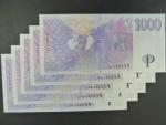1000 Kč 2008 s. J 5 ks bankovek se stejným číslem, ale jinou sérií