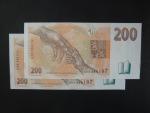 200 Kč 1998 s. G - dvojice bankovek se stejným číslem, ale jinou sérií