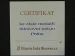 1999, pamětní medaile s motivem 50 Kč, Au 999,9 / Ag 999, 6,22 / 6,04g, náklad 500ks, certifikát, etue, kvalita proof