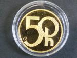 2002, pamětní medaile s motivem 50 haléřů, Au 999,9, 5g, náklad 500ks, certifikát, kvalita proof