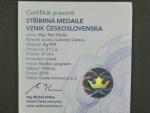 pamětní medaile 2018 Vznik Československa, 1 OZ Ag 999, 31,1 g, náklad 1000 ks, etue, certifikát