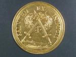 zlatá 25-ti dukátová medaile s opisem SALVTEM EX INIMICIS, na R vyryto 