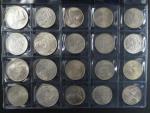 kompletní sada stříbrných pamětních mincí od roku 1947 do roku 1993, celkem 103 ks, bezvadný stav