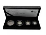 Sada stříbrných mincí 2£, 1£, 50p a 20p, 2010, etue a certifikát, nízký náklad_