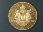 100 Frank 1857 A Napoleon III., Au 900/1000, 32,25 g, průměr 35 mm