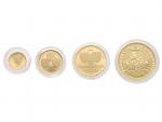sada zlatých mincí Karla IV., 1000, 2500, 5000, 10000 Kč 1999, kvalita proof, raženo 1296 ks, společná dřevěná etue, certifikáty, N ZCZ 5-8