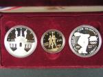 Dva stříbrné 1Dolary, 26,73g a jeden zlatý 10ti Dolar, 13,718g k olimpiádě v Los Angeles 1984 ve společné etui