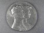 Zinková medaile Karel a Zita 1911, průměr 80 mm, med. Marschall