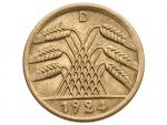 50 Pfennig 1924 D, zbytky ražebního lesku_, J.318