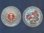 Německo (Germany). Smaltovaná oboustraná medaile I. spartakiáda spřátelených armád 1958 + etue