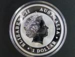 1 Dollars - 1 Oz (31,1050g)  Ag - Kookaburra 2016, kvalita proof, Ag 999/1000, etue