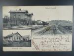 Žamberk nádraží, prošlá 1908, stržená zn.