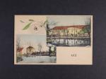 Věž - okr. Havl. Brod, dvou okénková barevná pohlednice, prošlá 1928