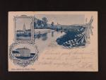 Tišnov - okr. Brno venkov, Jednobar, tříokénková pohlednice, koláž, prošlá 1898