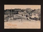 Uherské Hradiště - jednobar. pohlednice, Náměstí mariánské, prošlá 1900