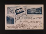 Jablonec nad Jizerou, okr. Semily - jednobar. koláž, dl. adresa, použitá 1901