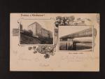 Nelahozeves, okr. Mělník - jednobar. dvouokénková pohlednice, použitá 1906