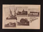 Střebětice, okr. Kroměříž - jednobar. pětiokénková pohlednice, použitá 1918