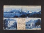 Troubsko, okr. Brno venkov - jednobarevná tříokénková pohlednice, použitá 1918