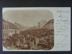 Lomnička, čb. fotopohlednice trhu, prošlá 1901