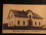 Siebenhäuser (Sedm Chalup), čb. fotopohlednice hospody Jos. Just, prošlá 1932