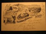 Bohutice u Mor. Krumlova, čb. pohlednice Pozdrav, prošlá 1899