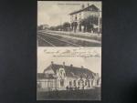 Olbramkostel okr. Znojmo, nádraží a nádražní restaurace, prošlá 1914