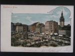 Brno, Zelný Trh, 1900, litografie prošlá