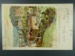 Karlovy Vary, bar. litograf. pohl., prošlá 1900