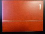30 listový vysoce kvalitní zásobník LINDNER formátu A4, barva červená, černé listy, průhledné pásky, 9 řádků